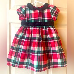 Gymboree Red Black Green Plaid Christmas Holiday Dress size 12-18 months